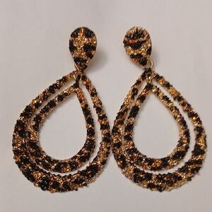 Elegant Gold and Black Teardrop Earrings